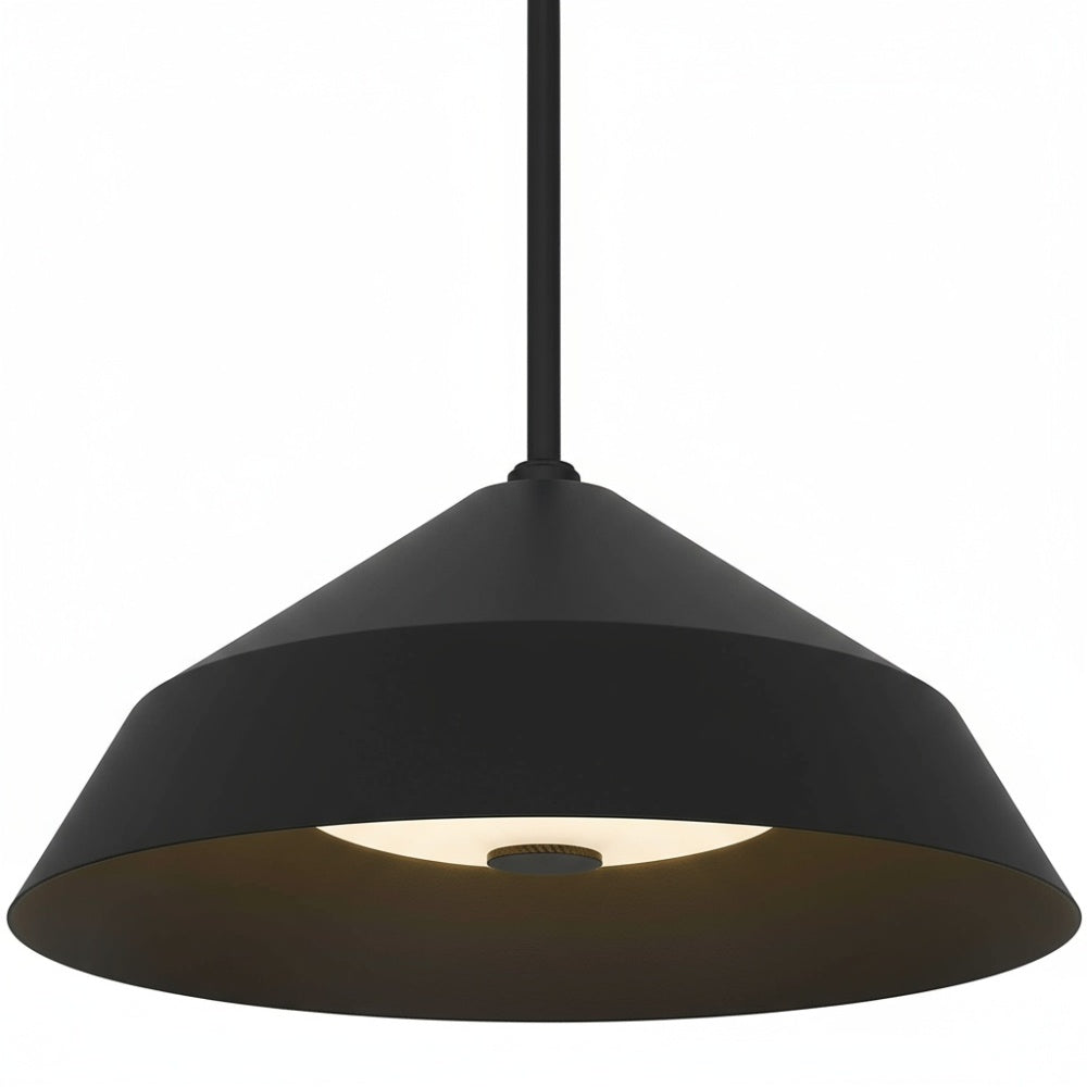 14" LED Black Pendant Light | 5CCT Selectable 2700K-5000K, Dimmable, Etched Glass Diffuser