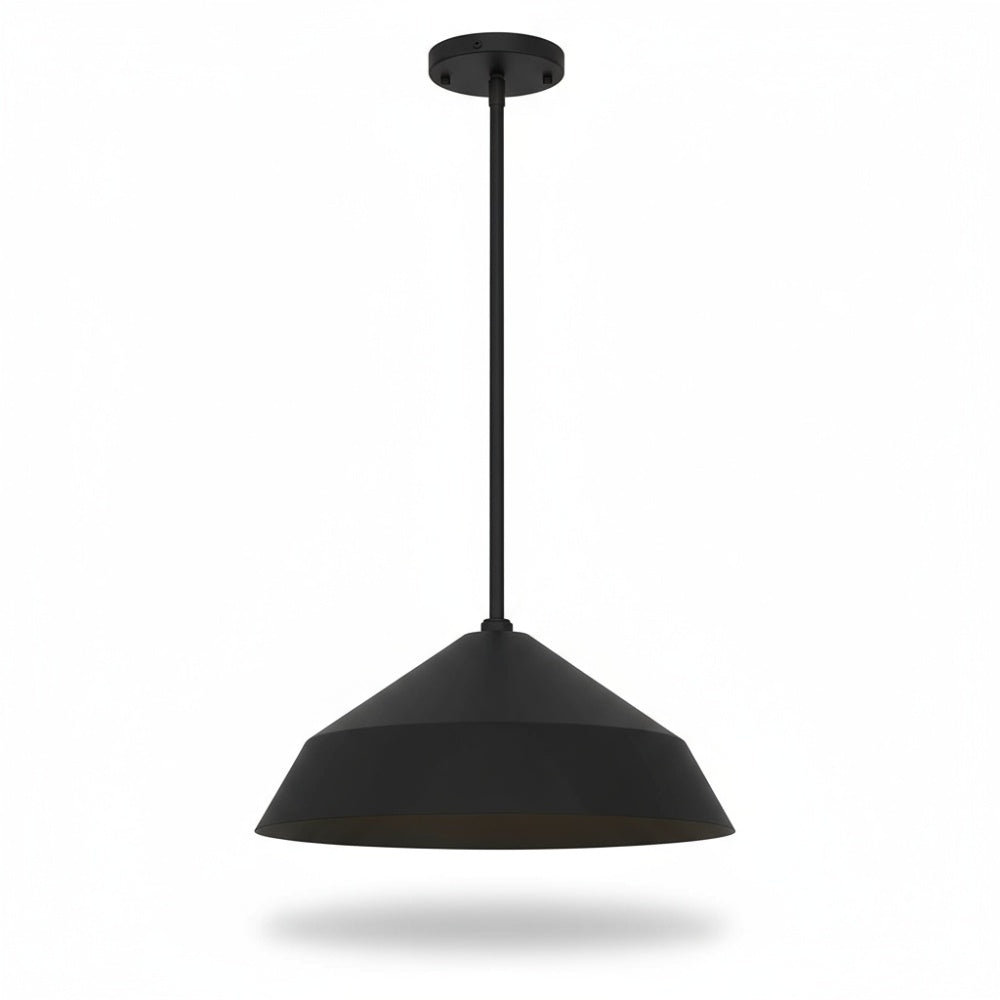 14" LED Black Pendant Light | 5CCT Selectable 2700K-5000K, Dimmable, Etched Glass Diffuser