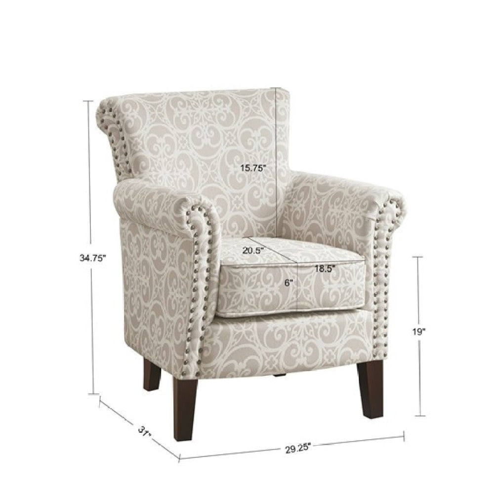 Tight Back Club Chair | Nailhead Trim, Solid Wood Legs, 300 lb Capacity