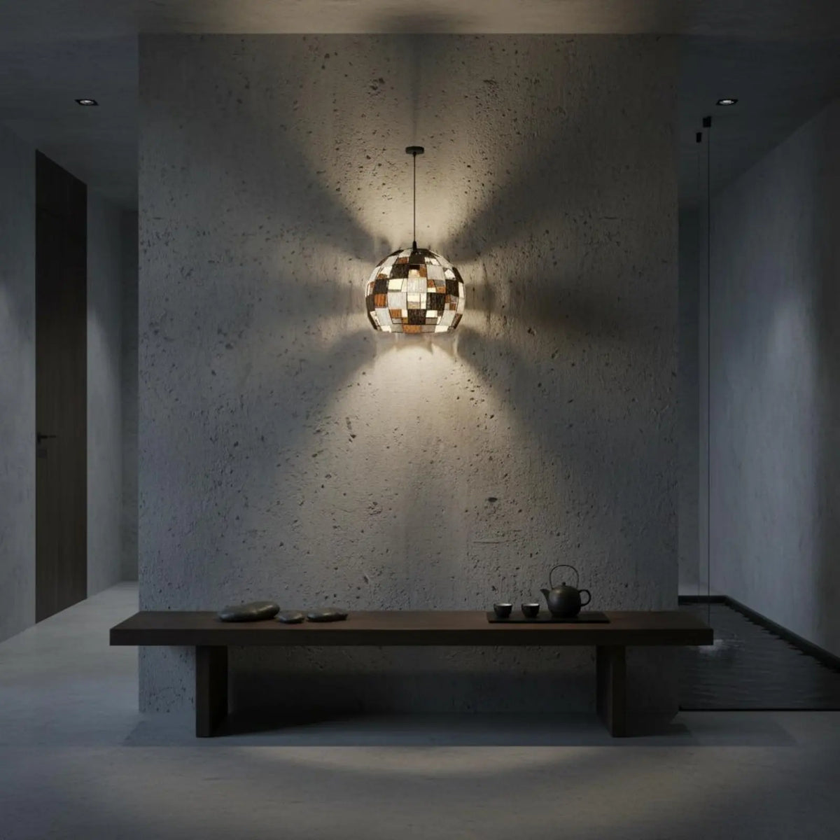 Natural Rattan Sphere Pendant Light – Japanese Woven Globe Hanging Lamp