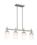 31"W 4-Light Kitchen Island Light Fixture Brushed Nickel Finish Frosted Glass Shade