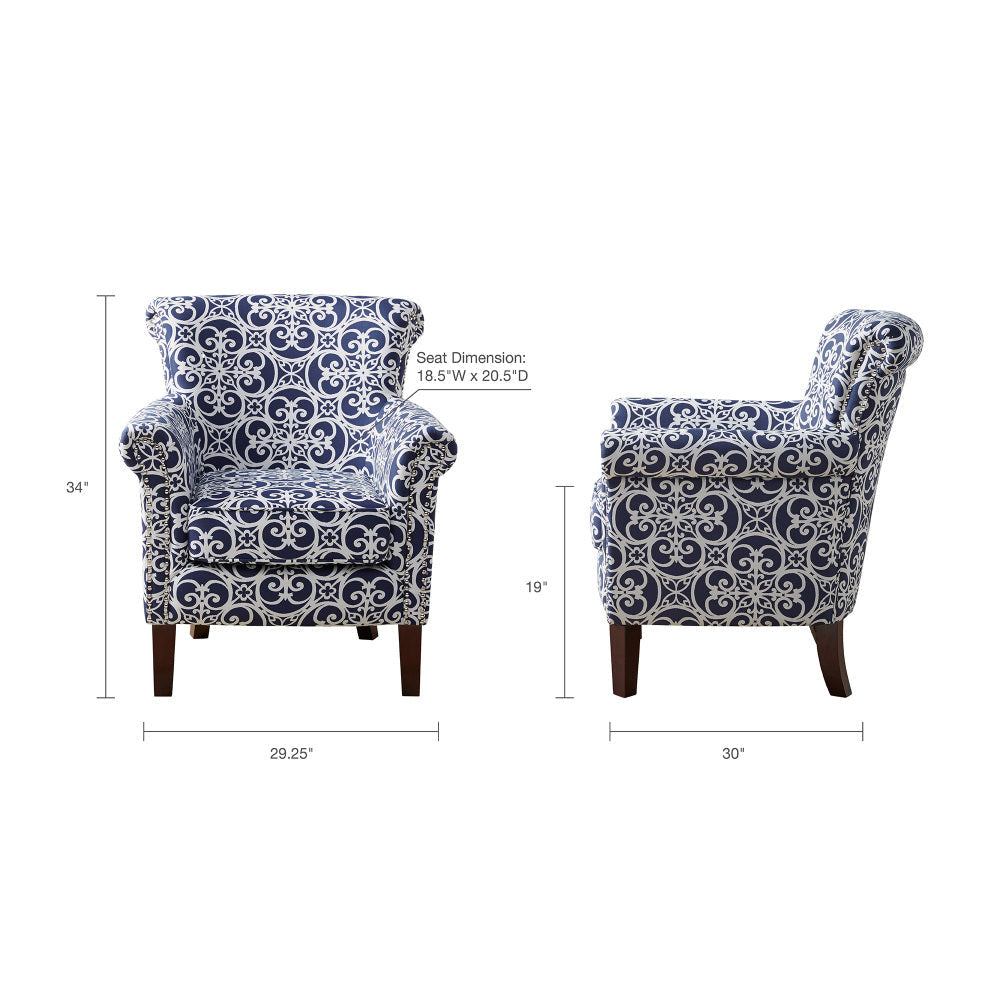 Tight Back Club Chair | Nailhead Trim, Solid Wood Legs, 300 lb Capacity
