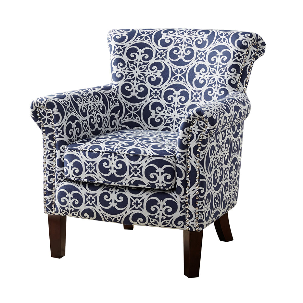 Tight Back Club Chair | Nailhead Trim, Solid Wood Legs, 300 lb Capacity