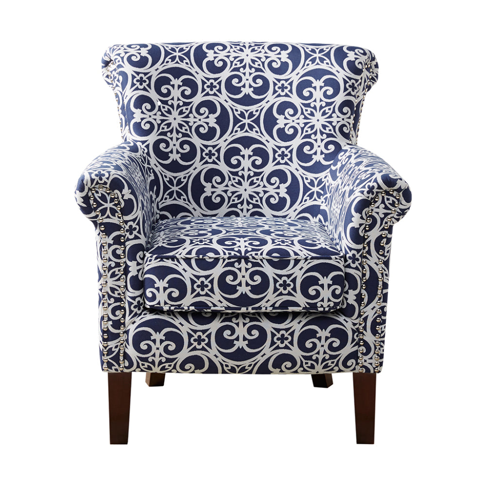 Tight Back Club Chair | Nailhead Trim, Solid Wood Legs, 300 lb Capacity