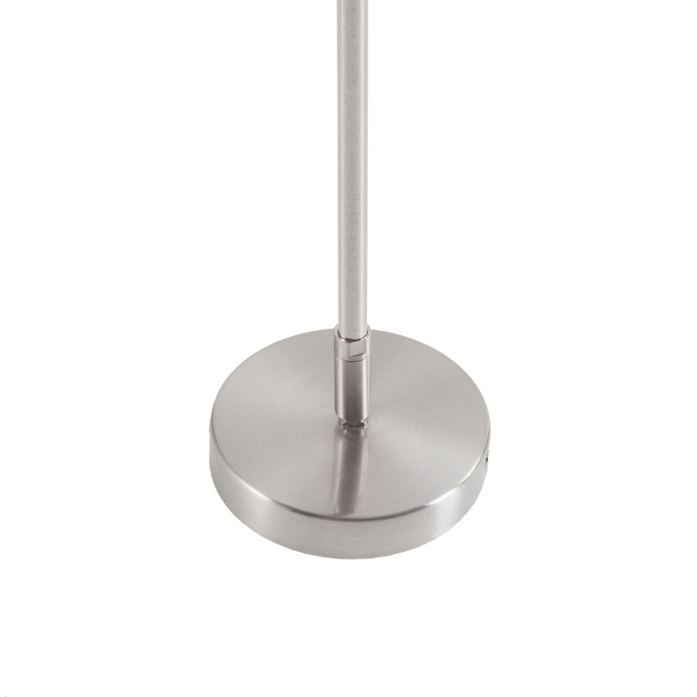 Silver Metal Pendant Light with White Linen Drum Shade | Urban Modern Hanging Fixture