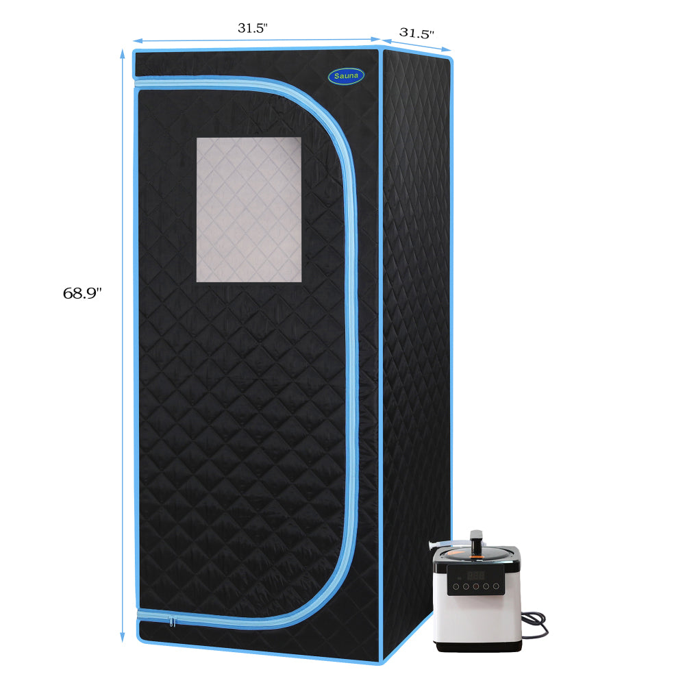 Full-Size Plus Steam Sauna Tent for Home | Stainless Steel Frame, 2.6L Steam Generator, FCC Certified — Black