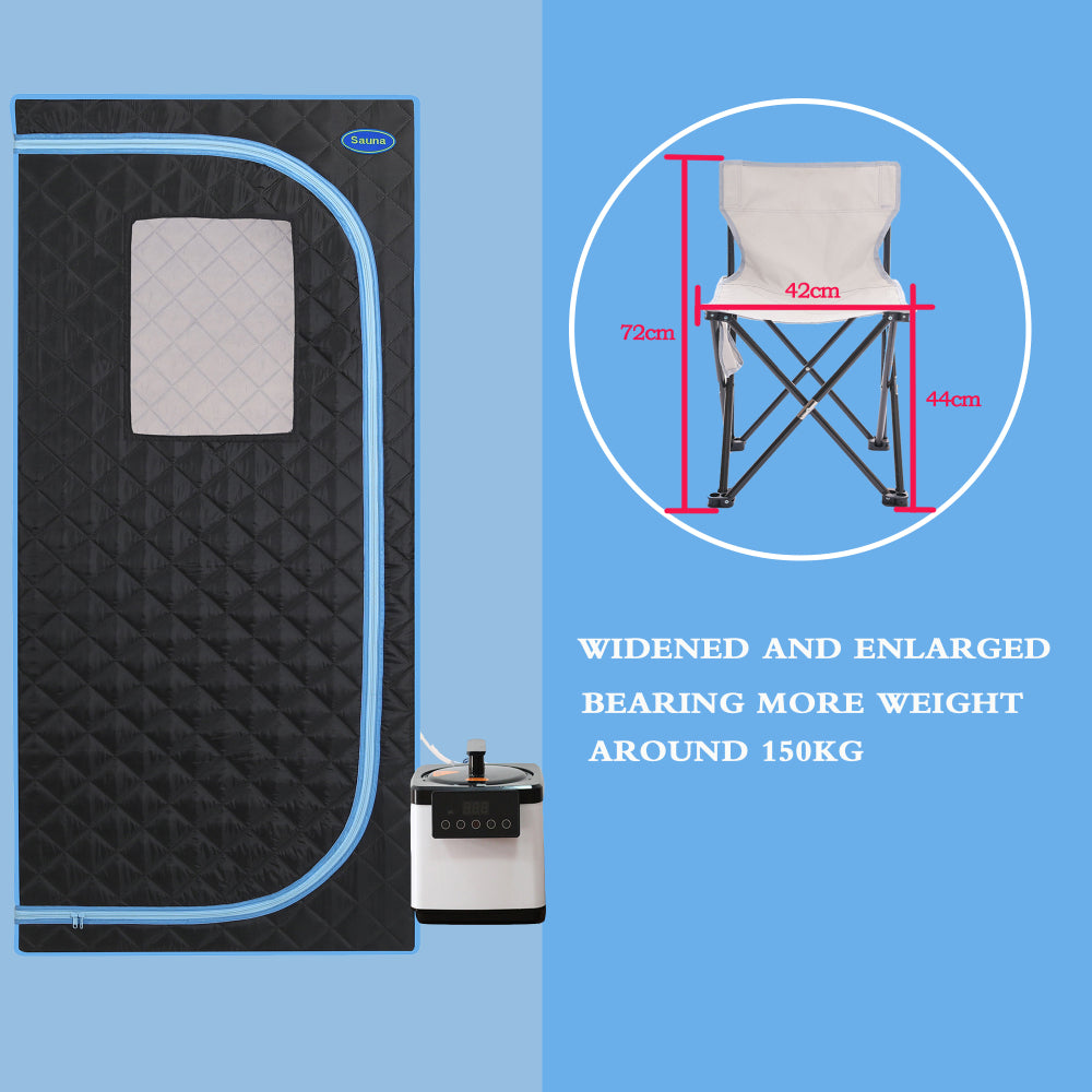 Full-Size Plus Steam Sauna Tent for Home | Stainless Steel Frame, 2.6L Steam Generator, FCC Certified — Black