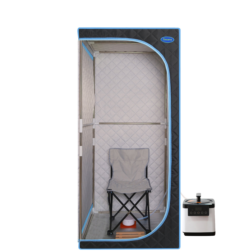 Full-Size Plus Steam Sauna Tent for Home | Stainless Steel Frame, 2.6L Steam Generator, FCC Certified — Black