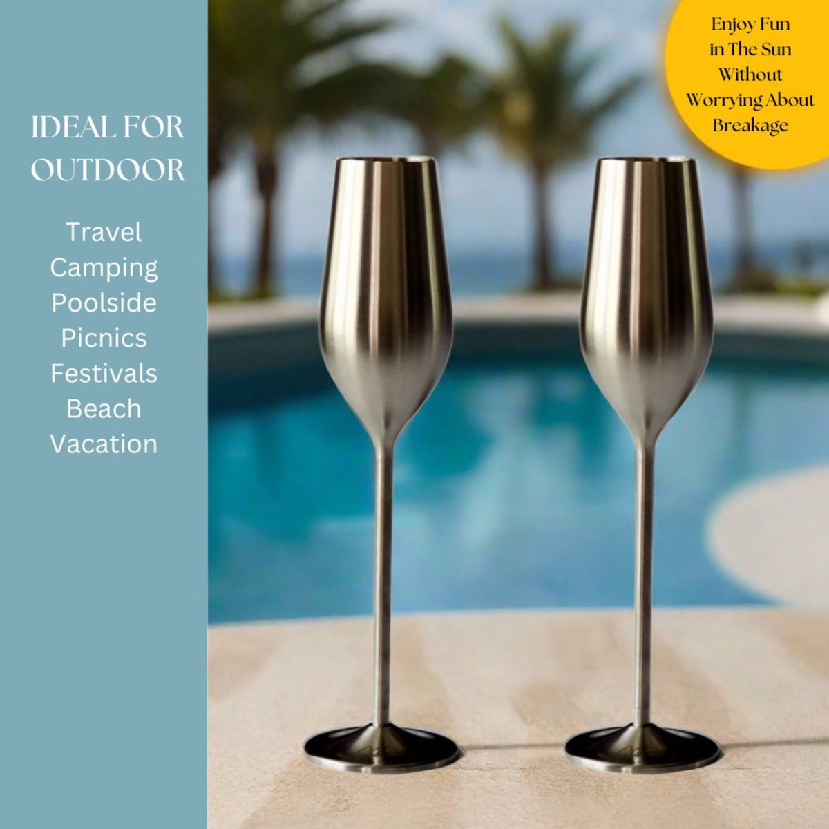 Unbreakable Champagne Flutes (Silver)