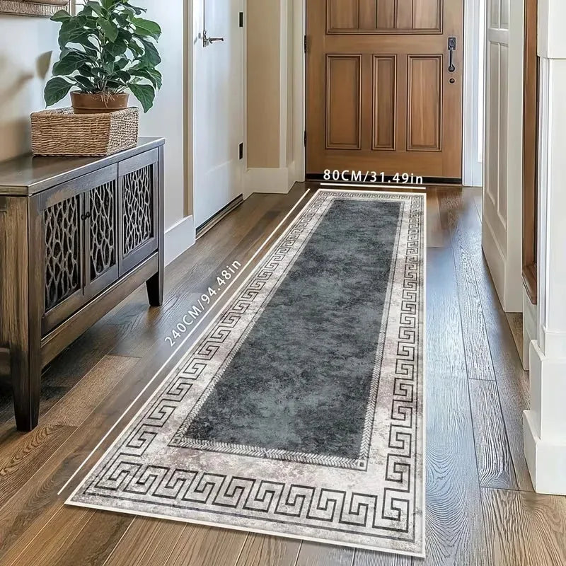 Vikama Minimalist Geometric Rug – Non-Slip & Stain-Resistant Hallway Runner & Doormat