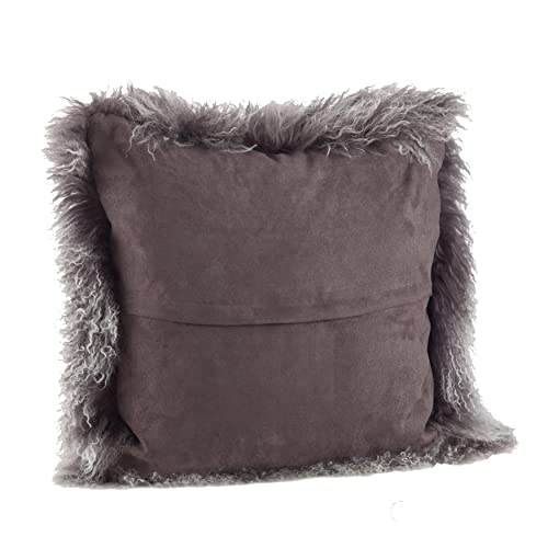 Fennco Styles Genuine Mongolian Lamb Fur Decorative Filled Throw Pillow - Soft Plush Wool Accent Pillow for Home, Couch, Living Room, Office and Holiday Décor