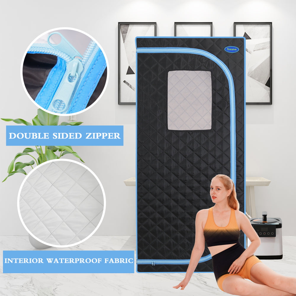 Full-Size Plus Steam Sauna Tent for Home | Stainless Steel Frame, 2.6L Steam Generator, FCC Certified — Black