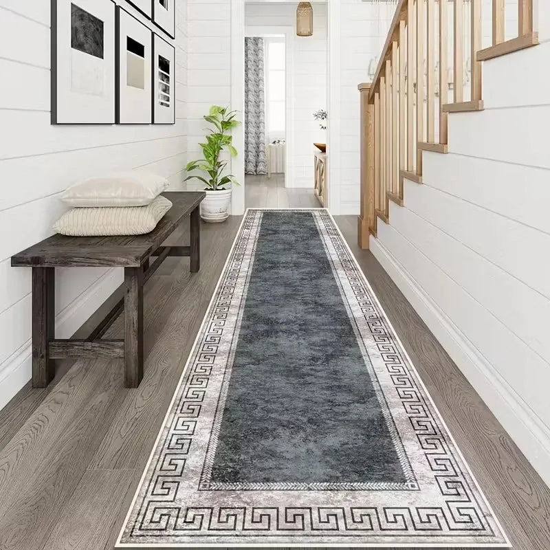 Vikama Minimalist Geometric Rug – Non-Slip & Stain-Resistant Hallway Runner & Doormat