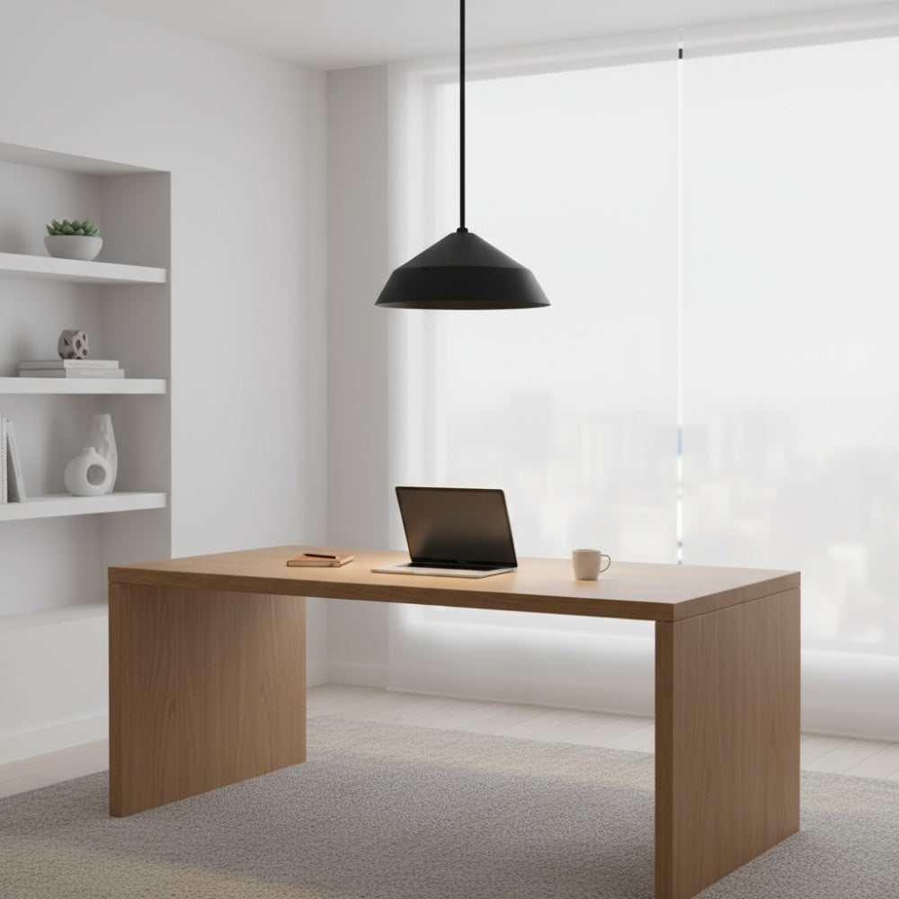 14" LED Black Pendant Light | 5CCT Selectable 2700K-5000K, Dimmable, Etched Glass Diffuser