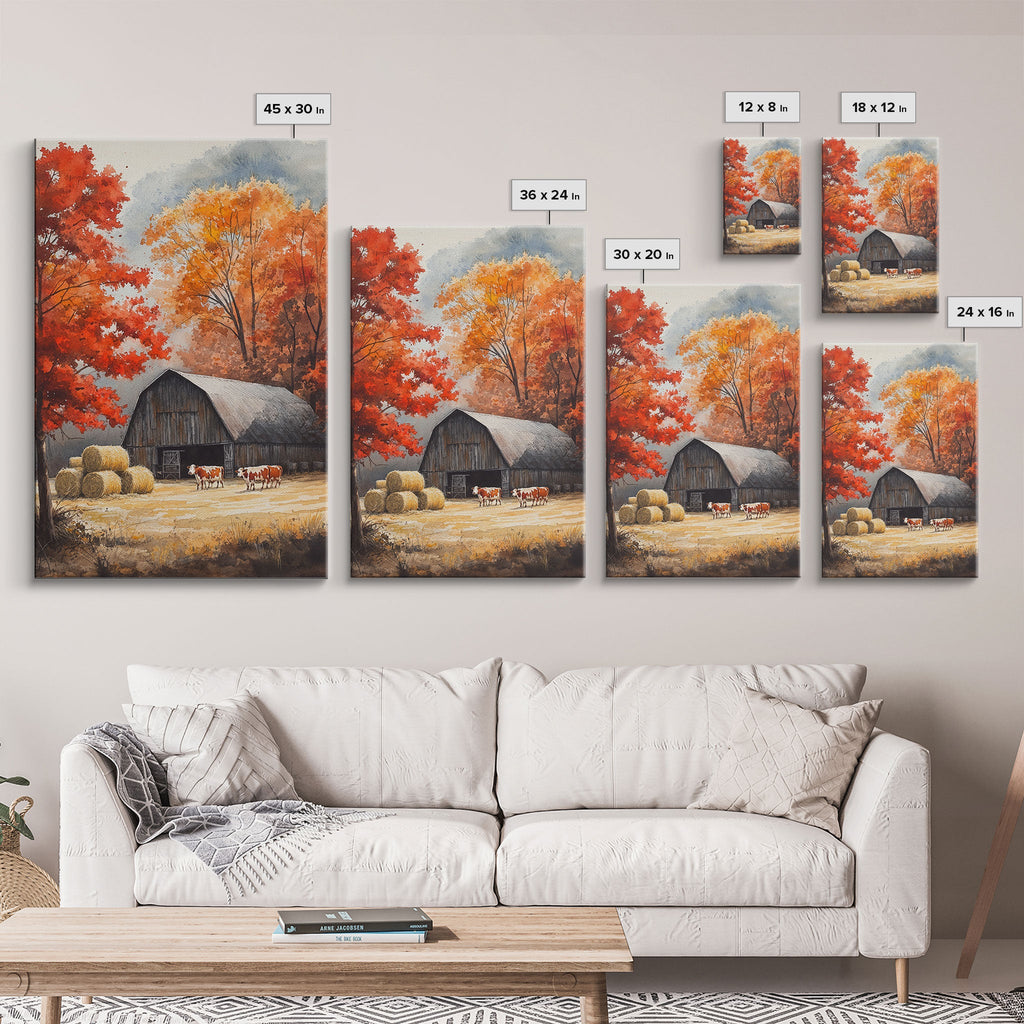Fall Decor, Barn Amongst The Falling Leaves, Farmhouse Decor, Fall Art, Autumn Decor, Thanksgiving Seasonal Wall Art