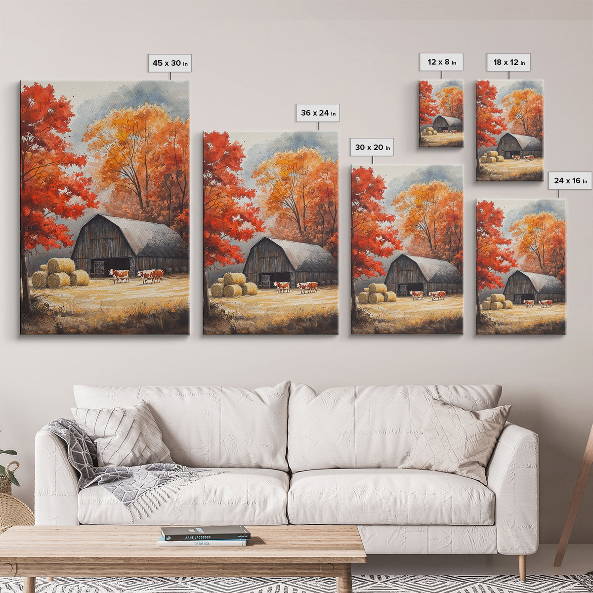 Fall Decor, Barn Amongst The Falling Leaves, Farmhouse Decor, Fall Art, Autumn Decor, Thanksgiving Seasonal Wall Art