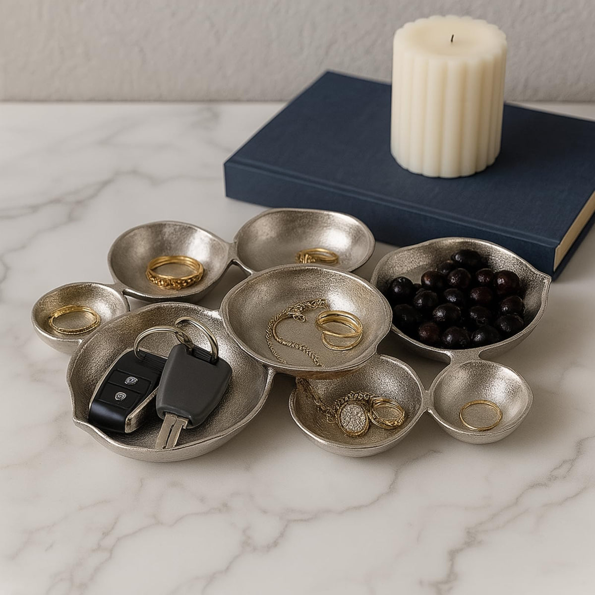 Cluster Decorative Bowls, Bright Silver Brass - Decoration, Snack Tray Bowl