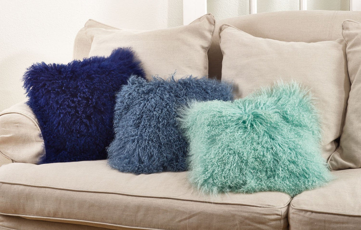 Fennco Styles Genuine Mongolian Lamb Fur Decorative Filled Throw Pillow - Soft Plush Wool Accent Pillow for Home, Couch, Living Room, Office and Holiday Décor