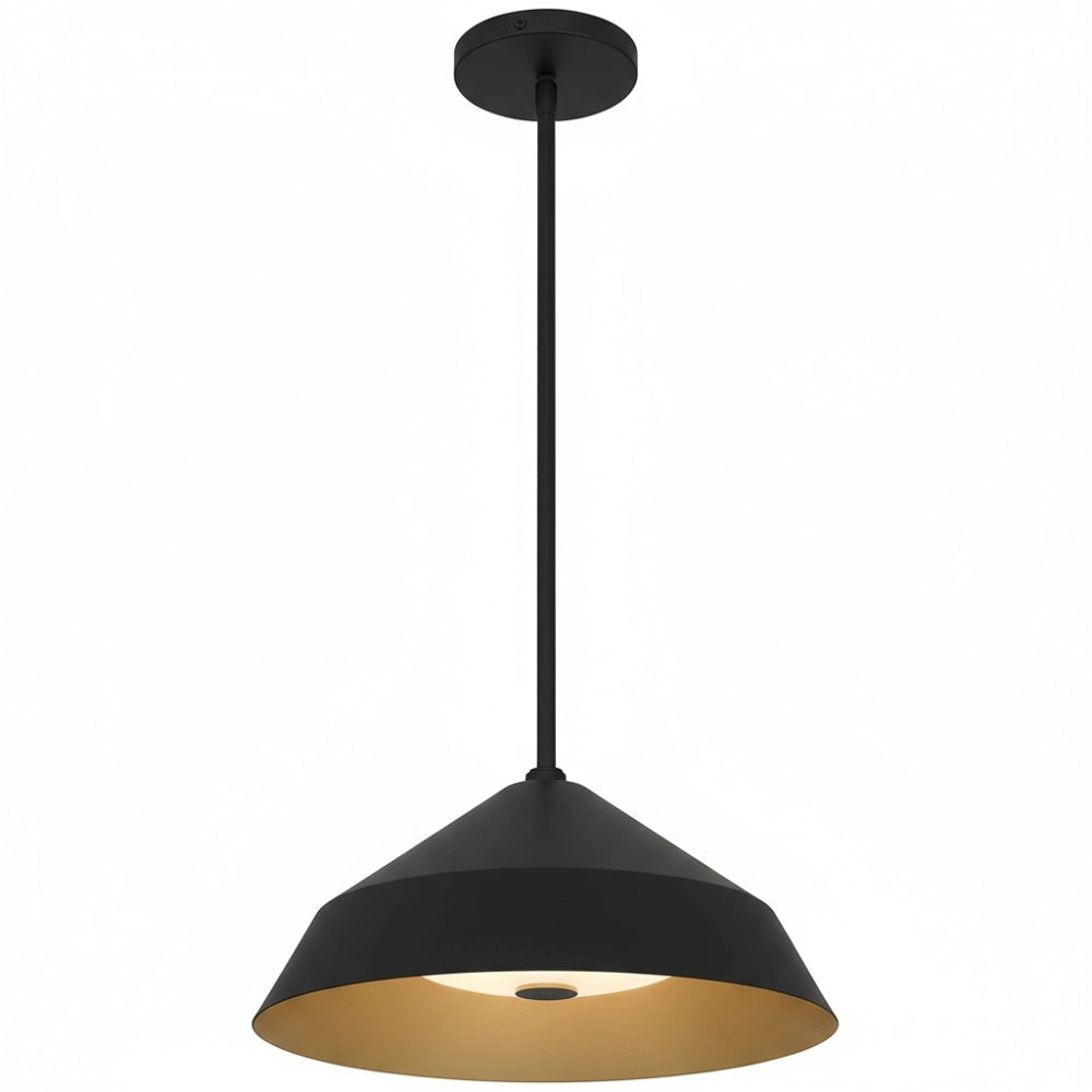 14" LED Black Pendant Light | 5CCT Selectable 2700K-5000K, Dimmable, Etched Glass Diffuser