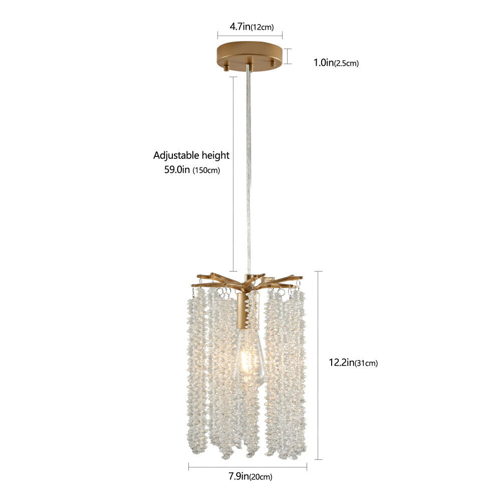 Crystal Pendant Lights Set of 3 | Luxury Waterfall Bead Design, Gold Finish Chandelier for Kitchen Island