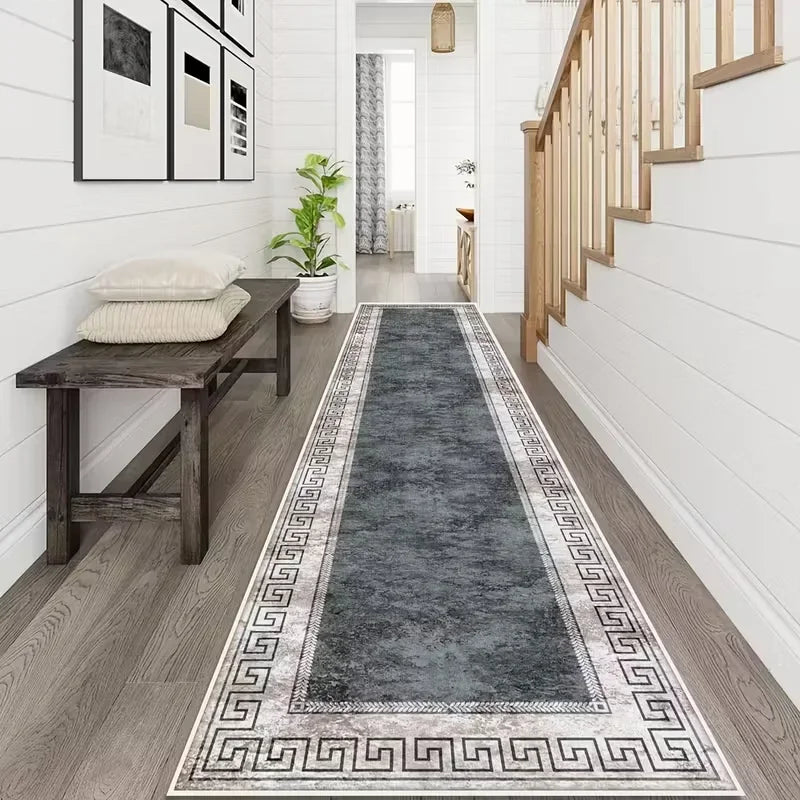 Vikama Minimalist Geometric Rug – Non-Slip & Stain-Resistant Hallway Runner & Doormat