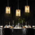 Crystal Pendant Lights Set of 3 | Luxury Waterfall Bead Design, Gold Finish Chandelier for Kitchen Island