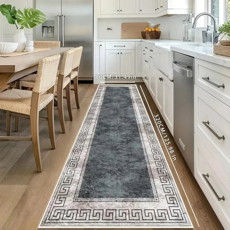 Vikama Minimalist Geometric Rug – Non-Slip & Stain-Resistant Hallway Runner & Doormat