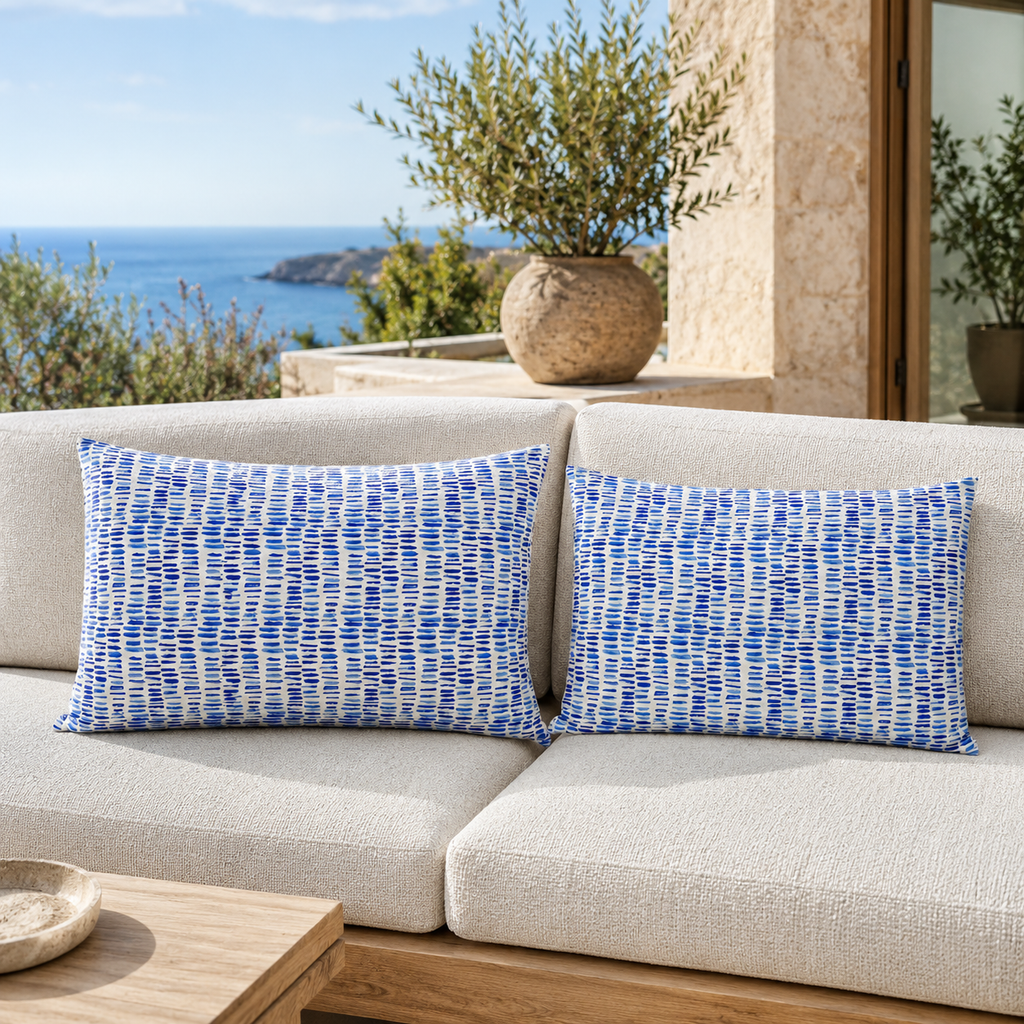 Blue Rain Outdoor Cushion Covers – 2 Pack | Coastal Patio Pillow Covers | Fits IKEA Duvholmen & Kuddarna