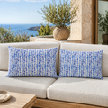 Blue Rain Outdoor Cushion Covers – 2 Pack | Coastal Patio Pillow Covers | Fits IKEA Duvholmen & Kuddarna