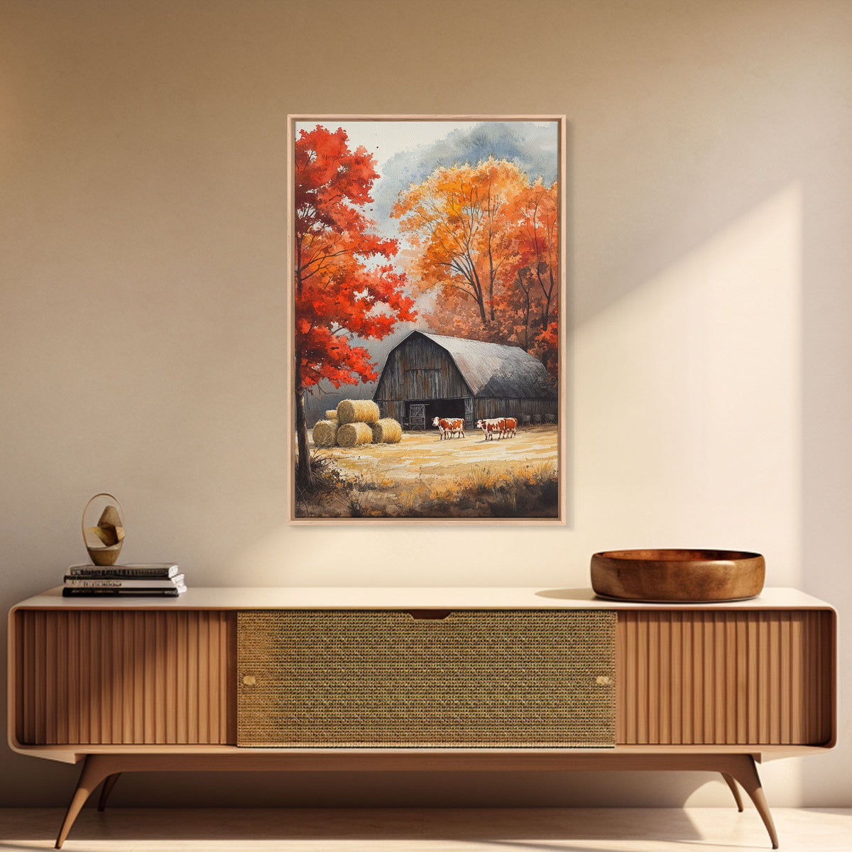 Fall Decor, Barn Amongst The Falling Leaves, Farmhouse Decor, Fall Art, Autumn Decor, Thanksgiving Seasonal Wall Art