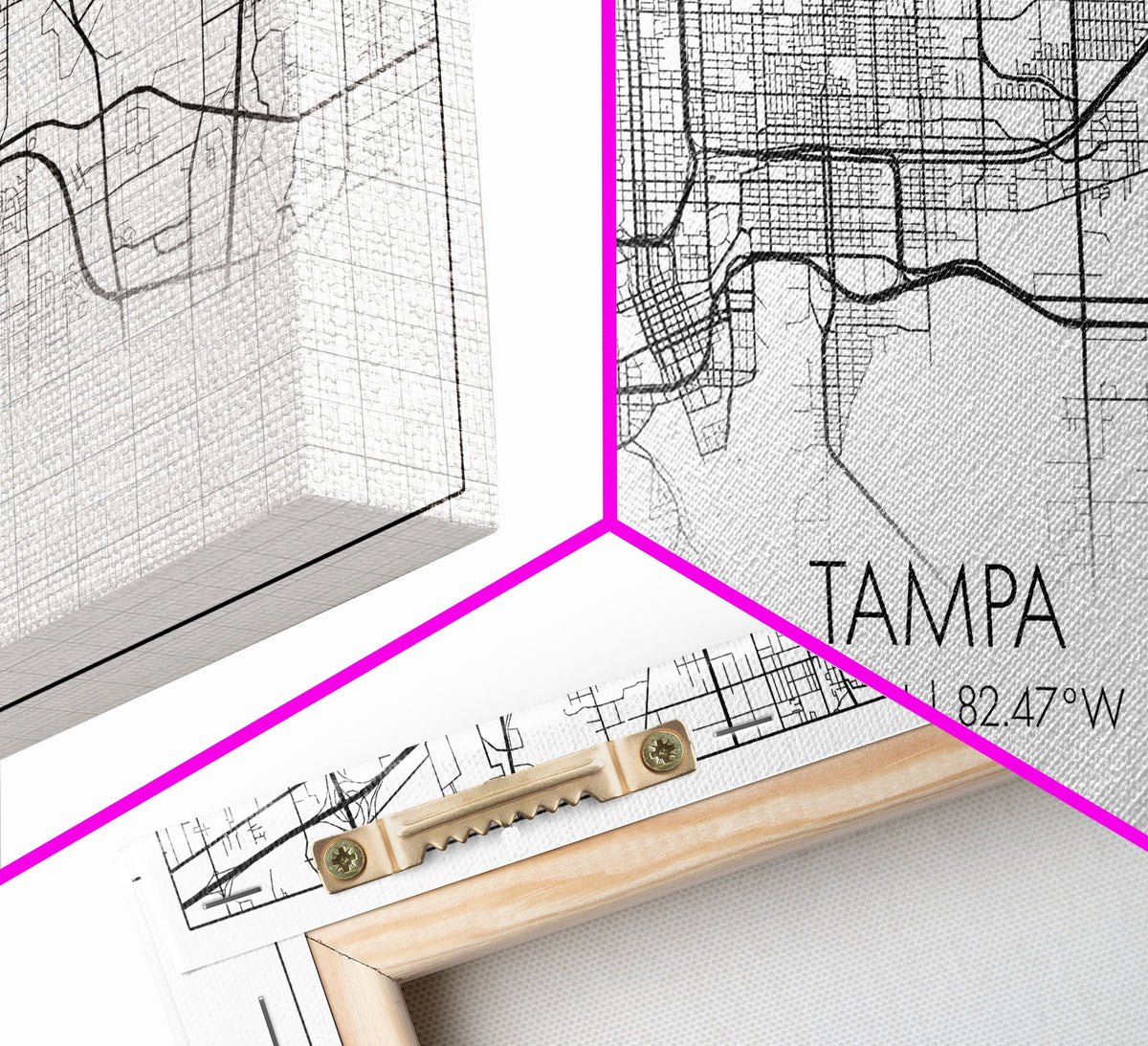 Tampa City Map, Florida Art, Map Print, Modern Wall Art, Wall Art, Canvas Art, New Home Gift Ideas, Tiny House Décor, Family Room Wall Art