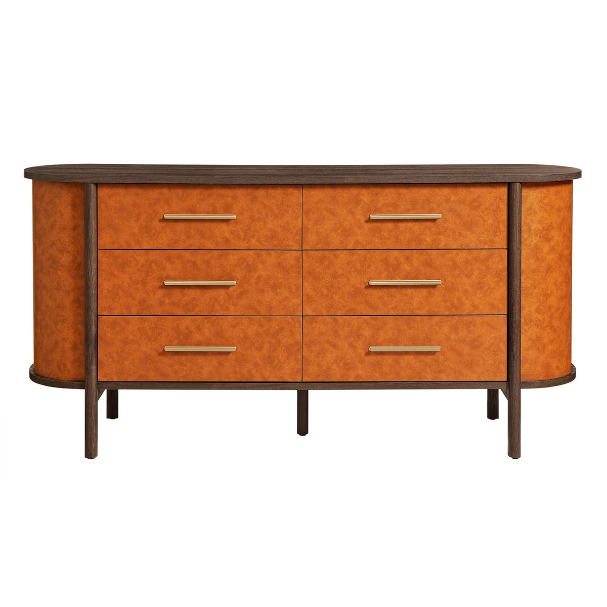 Coralie Curved 6-Drawer Vegan Leather Oval Dresser by Modway