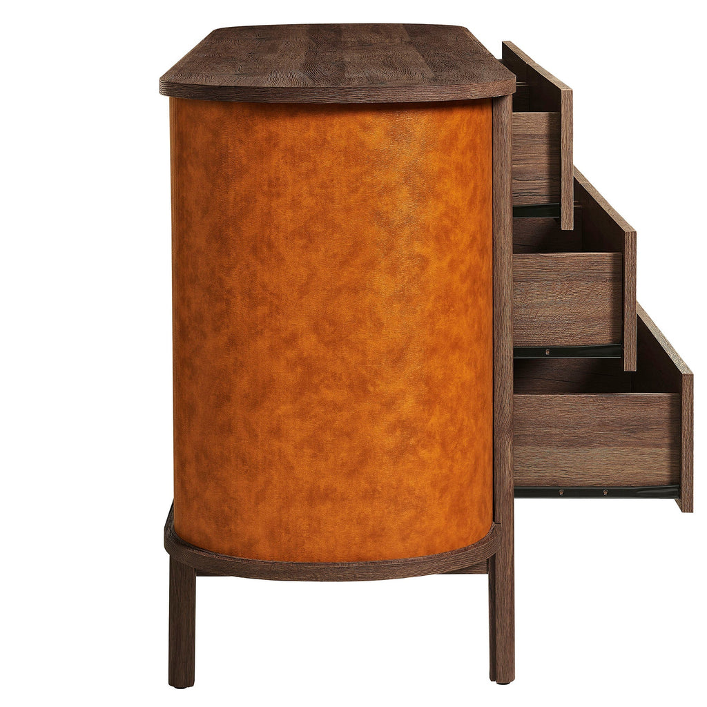 Coralie Curved 6-Drawer Vegan Leather Oval Dresser by Modway