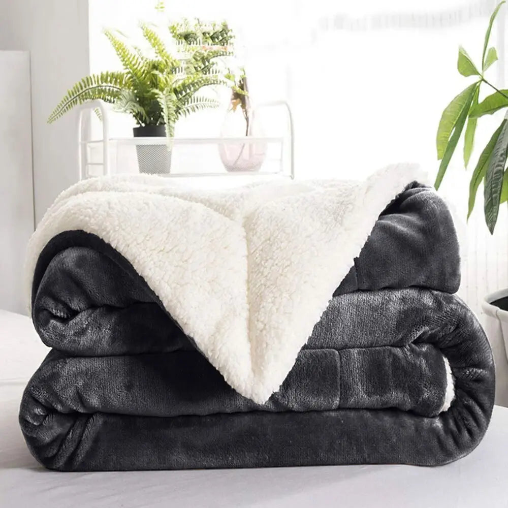 Multi-size Warm Thickening Fleece Blanket Reversible Soft Fluffy Home Company Large Bed Double-layer Throw Blankets Gift