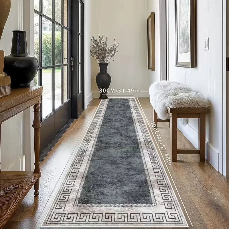 Vikama Minimalist Geometric Rug – Non-Slip & Stain-Resistant Hallway Runner & Doormat