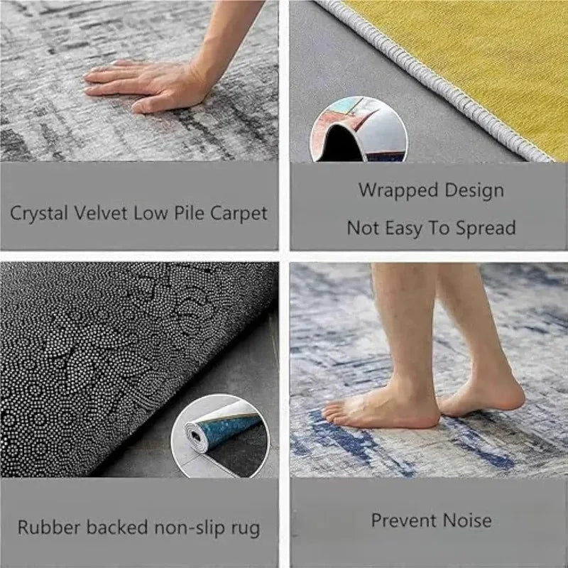 Vikama Minimalist Geometric Rug – Non-Slip & Stain-Resistant Hallway Runner & Doormat