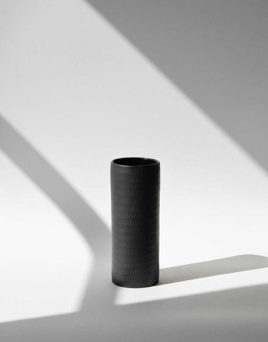 Textured Matte Black Ceramic Vase
