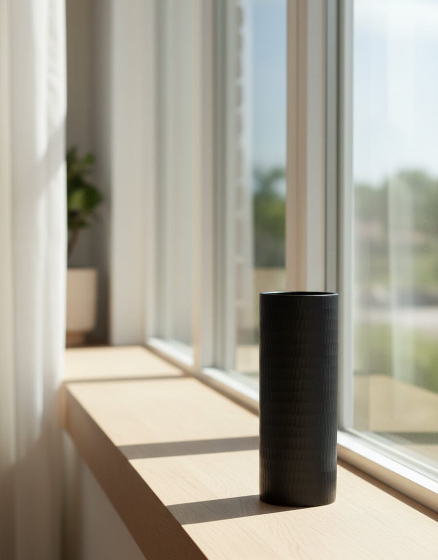 Textured Matte Black Ceramic Vase